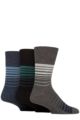 Mens 3 Pair Gentle Grip Cotton Argyle Patterned and Striped Socks - Gradient Stripe Black / Navy