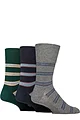 Mens 3 Pair Gentle Grip Cotton Argyle Patterned and Striped Socks - Bohemian Stripe Navy / Green