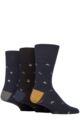 Mens 3 Pair Gentle Grip Cotton Argyle Patterned and Striped Socks - Settlement Black / Navy