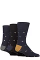 Mens 3 Pair Gentle Grip Cotton Argyle Patterned and Striped Socks - Settlement Black / Navy