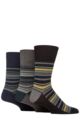 Mens 3 Pair Gentle Grip Cotton Argyle Patterned and Striped Socks - Carriage House Black / Navy