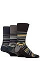 Mens 3 Pair Gentle Grip Cotton Argyle Patterned and Striped Socks - Carriage House Black / Navy