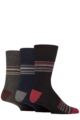 Mens 3 Pair Gentle Grip Cotton Argyle Patterned and Striped Socks - Parlour Black / Navy
