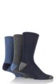 Mens 3 Pair Gentle Grip James Cotton Socks with Contrast Heel and Toe - Blue / Grey