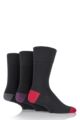 Mens 3 Pair Gentle Grip James Cotton Socks with Contrast Heel and Toe - Red