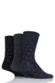 Mens 3 Pair Gentle Grip Patterned Bamboo Socks - Suit Black / Navy / Grey