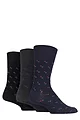Mens 3 Pair Gentle Grip Patterned Bamboo Socks - Suit Black / Navy / Grey