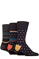 Mens 3 Pair Gentle Grip Patterned Bamboo Socks - Mustard Metropolis