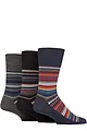 Mens 3 Pair Gentle Grip Patterned Bamboo Socks - Micro Stripe Black / Navy
