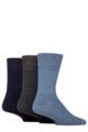 Mens 3 Pair SOCKSHOP Gentle Grip Bamboo Cushioned Foot Leisure Socks - Navy / Charcoal / Denim