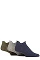 Mens 3 Pair SOCKSHOP Gentle Grip Cotton Trainer Socks with Comfort Lip - Navy / Grey / Khaki