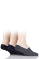 Mens 3 Pair Gentle Grip Cotton Invisible Socks - Black / Navy / Grey