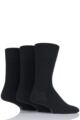 Mens 3 Pair Gentle Grip Plain Wool Socks - Black