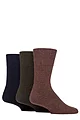 Mens 3 Pair SOCKSHOP Gentle Grip Wool Cushioned Foot Boot Socks - Navy / Brown / Forest Green