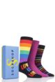Mens 3 Pair SOCKSHOP Bamboo Bright Gift Boxed Socks - Somewhere Over the Rainbow - Pride