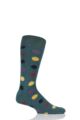 Mens 1 Pair SOCKSHOP of London Spotty Cotton Socks - Rich Green / Multi