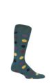 Mens 1 Pair SOCKSHOP of London Spotty Cotton Socks - Rich Green / Multi