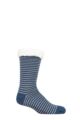 Mens 1 Pair Thought Blaise Striped Organic Cotton Cabin Socks - Blue Slate