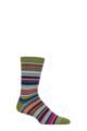 Mens 1 Pair Thought Multi Stripe Organic Cotton and Bamboo Socks - Olive Green