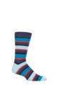 Mens 1 Pair Thought Bright Rugby Stripes Bamboo and Organic Cotton Socks - Mineral Blue