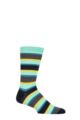 Mens 1 Pair Thought Bright Rugby Stripes Bamboo and Organic Cotton Socks - Pastel Green