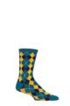 Mens 1 Pair Thought Ivan Check Organic Cotton Socks - Teal Blue