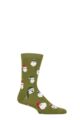 Mens 1 Pair Thought Alfredo Christmas Santa Bamboo Socks - Lichen Green