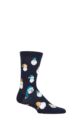 Mens 1 Pair Thought Alfredo Christmas Santa Bamboo Socks - Navy