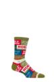 Mens 1 Pair Thought Caleb Christmas Slogan Organic Cotton Socks - Lichen Green