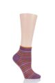 Ladies 1 Pair Thought Lorraine Stripe Bamboo and Organic Cotton Trainer Socks - Tulip Purple