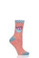 Ladies 1 Pair Thought Floral Pot Bamboo and Organic Cotton Socks - Apricot