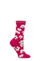 Ladies 1 Pair Thought Peggie Floral Bamboo and Organic Cotton Socks - Magenta Pink