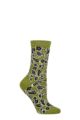 Ladies 1 Pair Thought Essie Forest Animals Organic Cotton Socks - Olive Green