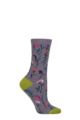 Ladies 1 Pair Thought Mondie Floral Organic Cotton Socks - Grey Marl