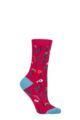 Ladies 1 Pair Thought Mondie Floral Organic Cotton Socks - Magenta Pink