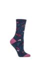 Ladies 1 Pair Thought Mondie Floral Organic Cotton Socks - Navy