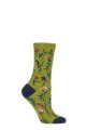 Ladies 1 Pair Thought Mondie Floral Organic Cotton Socks - Olive Green
