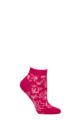 Ladies 1 Pair Thought Gollie Floral Bamboo and Organic Cotton Trainer Socks - Magenta Pink
