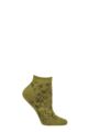 Ladies 1 Pair Thought Gollie Floral Bamboo and Organic Cotton Trainer Socks - Olive Green
