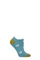 Ladies 1 Pair Thought Lily Leopard Heart Bamboo and Organic Cotton Trainer Socks - River Blue