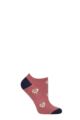 Ladies 1 Pair Thought Lily Leopard Heart Bamboo and Organic Cotton Trainer Socks - Rose Pink