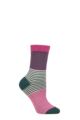 Ladies 1 Pair Thought Katleen Stripe Bamboo and Organic Cotton Socks - Violet Pink