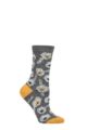 Ladies 1 Pair Thought Danika Floral Bamboo and Organic Cotton Socks - Grey