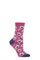 Ladies 1 Pair Thought Danika Floral Bamboo and Organic Cotton Socks - Violet Pink