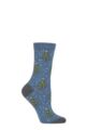 Ladies 1 Pair Thought Diana Christmas Tree Organic Cotton Socks - Blue Slate
