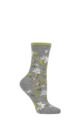 Ladies 1 Pair Thought Sketchy Floral Organic Cotton and Bamboo Socks - Mid Grey