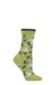Ladies 1 Pair Thought Sketchy Floral Organic Cotton and Bamboo Socks - Pea Green