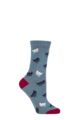 Ladies 1 Pair Thought Cute Chicken Organic Cotton and Bamboo Socks - Sea Blue