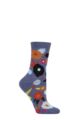 Ladies 1 Pair Thought Abstract Floral Organic Cotton Socks - Blueberry