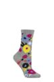 Ladies 1 Pair Thought Abstract Floral Organic Cotton Socks - Mid Grey